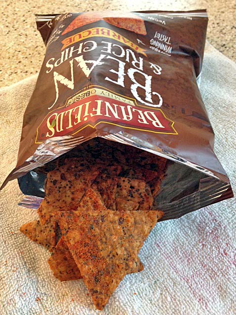 Beanfields chips look similar to a Dorito-chip, with a lighter taste!